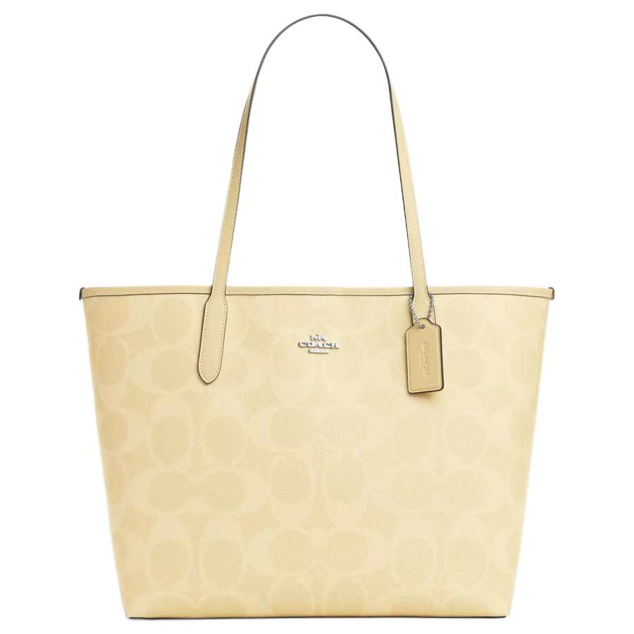 COACH City Coated Canvas Tote Bag, Shopping Bag, Handbag, Shoulder Bag Large Women's Hay Color