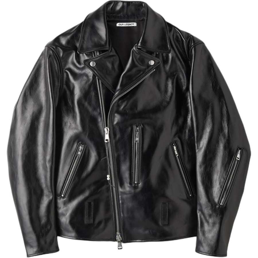 OUR LEGACY Leather Jackets Men's Black Lapel Moderate