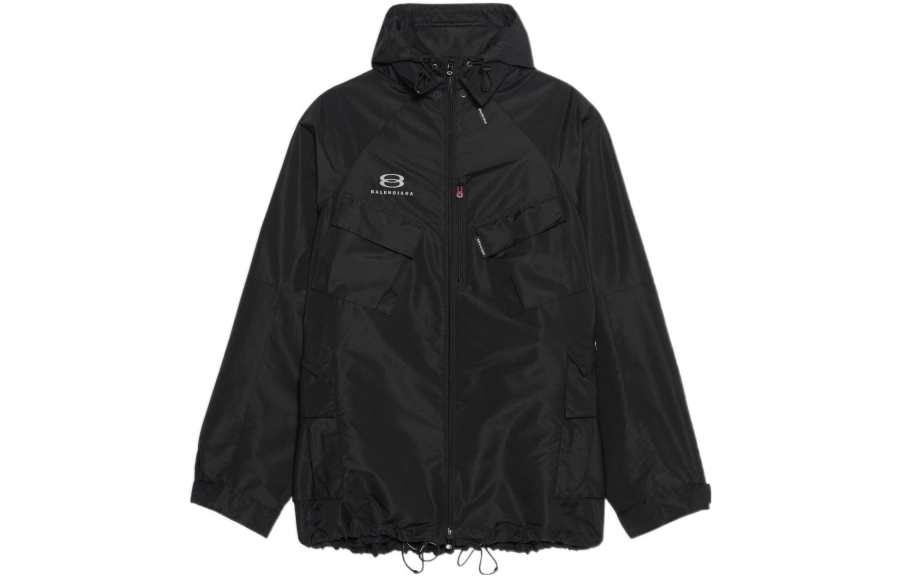 Balenciaga Parka Coats Men's Black Hooded Moderate