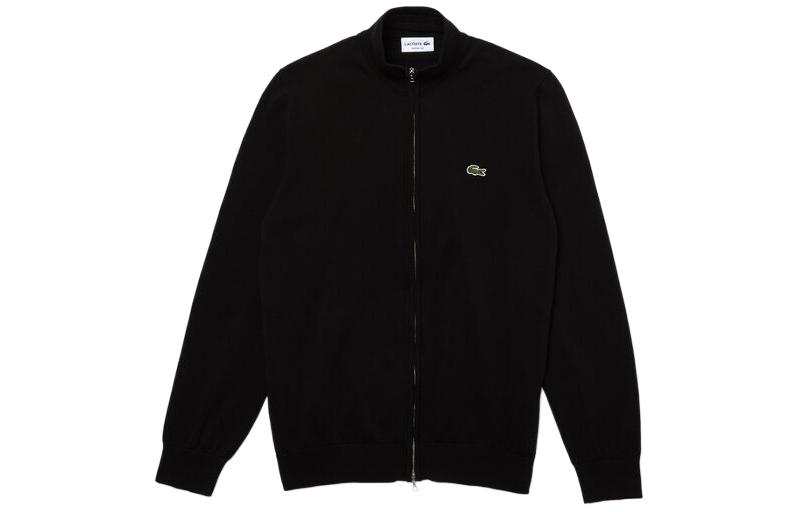 LACOSTE Lacoste logo-patch zip-up cardigan