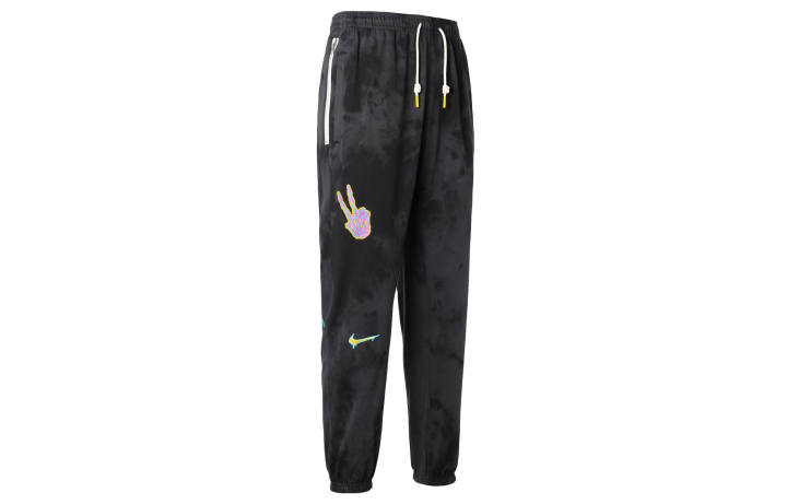 Nike Nike Graffiti Embroidery Basketball Fleece Lined Thermal Sweatpants Knitted Sweatpants Men's Black