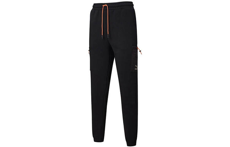 PUMA PUMA Knitted Sweatpants Men's Black Thickened Cuffed Pants
