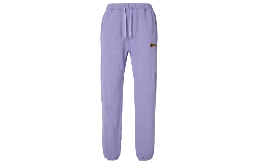 Drew House Solid Color Fleece Lined Letter Logo Pants Knitted Sweatpants Unisex Lavender
