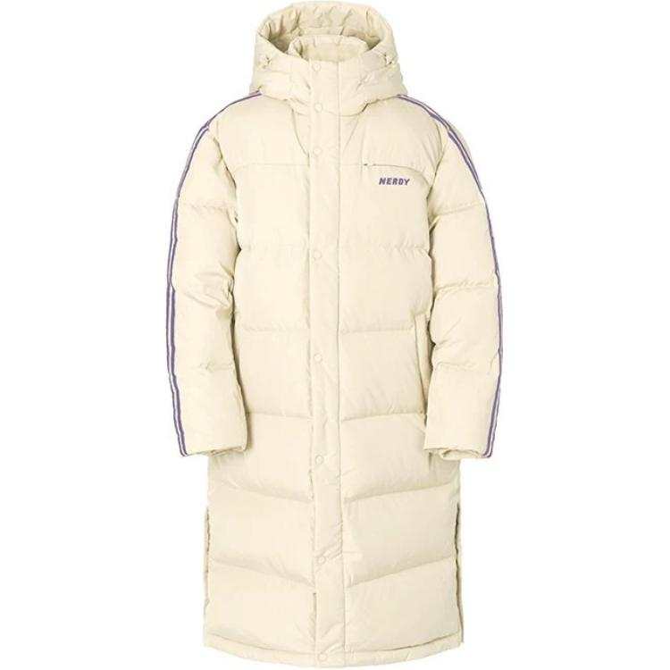 Nerdy Nerdy Down Jackets Unisex Beige Hooded Moderate Quilted Down Jacket