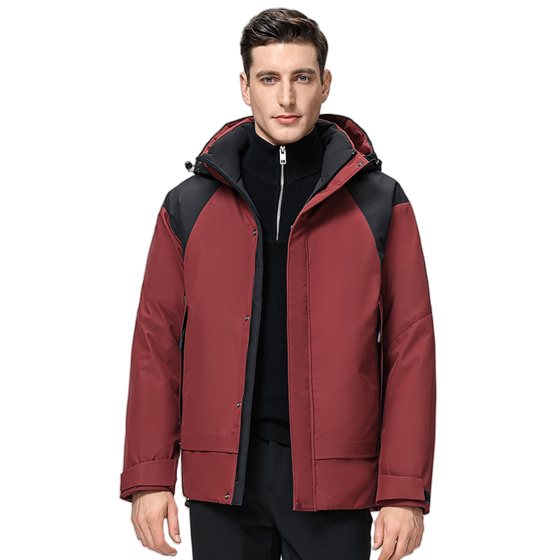 YALU Down Jackets Men's Detachable Hood Thickened