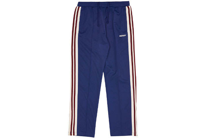 Nerdy Knitted Sweatpants Unisex Blue Moderate Straight Fit Pants