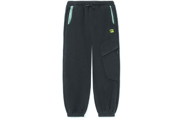 Li-Ning Li Ning Sports Fashion Collection Wu Xing Collection, Embroidery Logo Fleece Lined Loose Fit Elastic Cuff Sports