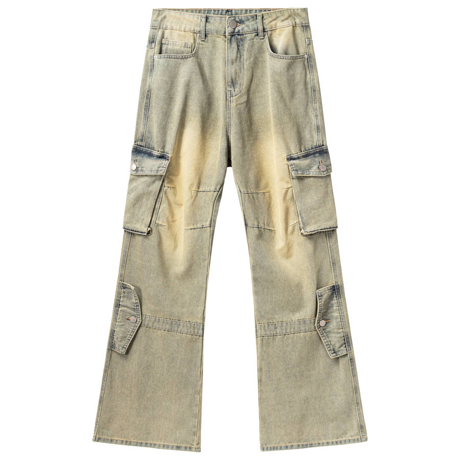 XINYINSU Jeans Unisex Yellow Mud