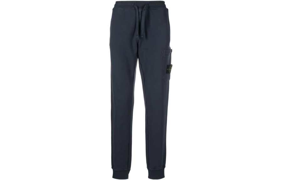 STONE ISLAND Knitted Sweatpants Men's Blue Moderate Cuffed Pants