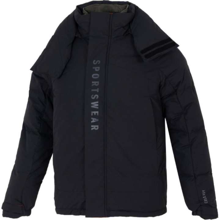 Adidas Adidas Down Jackets Men's Black Hooded Moderate Down Jacket