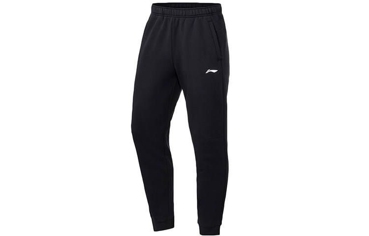 Li-Ning Li Ning Knitted Sweatpants Men's Black Thickened Cuffed Pants