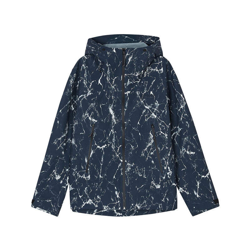 Skechers Wilderness Outdoor Collection Jacket Men's Navy Blue With Water Pattern All Over Print