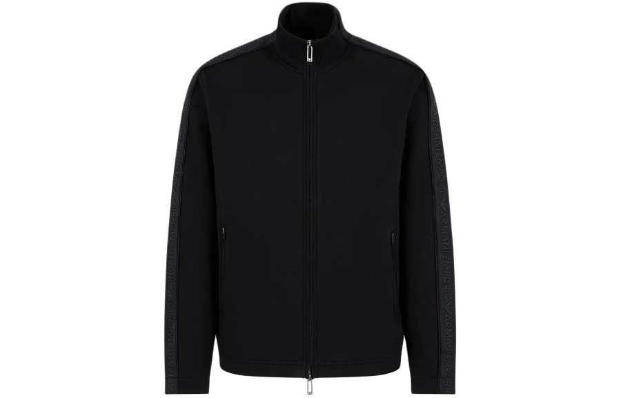 EMPORIO ARMANI Double jersey Full zip Sweatshirt With Logo Tape