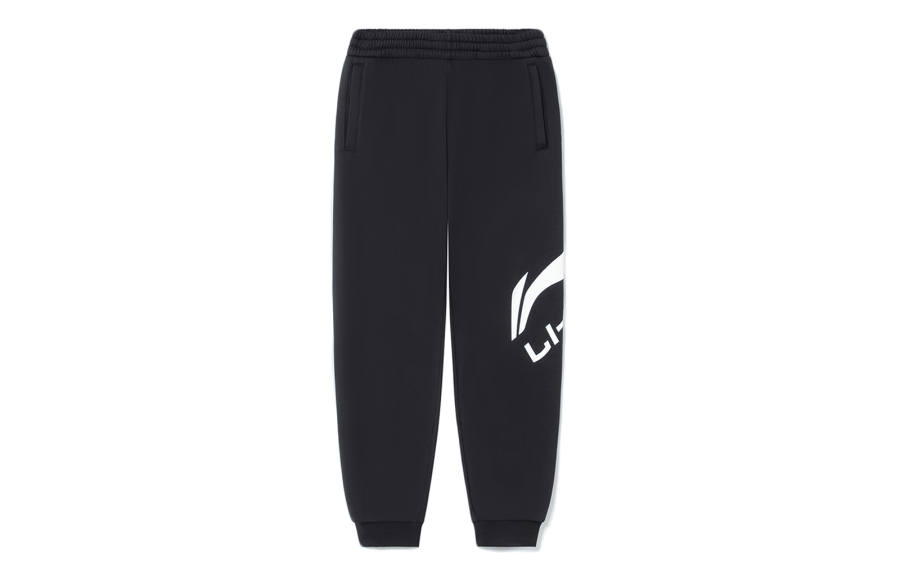 Li-Ning Li Ning Sports Life Collection Logo Printed Bouquet Foot Suede Casual Knitted Sweatpants Men's Black