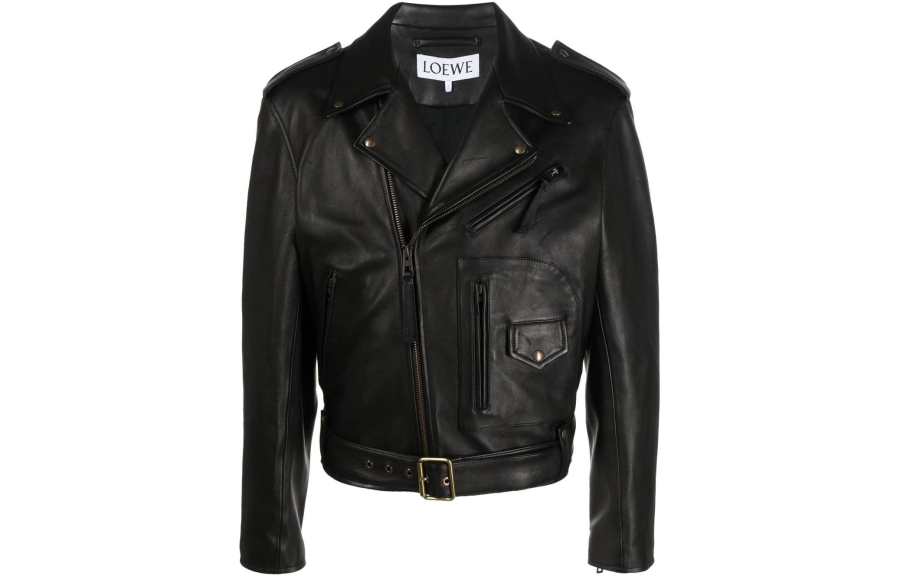 LOEWE LOEWE Zip Up Long Sleeved Leather Biker Jacket