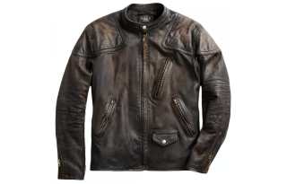 Double RL Slim Fit Leather Moto Jacket Jackets & Coats Slim Fit Men's Black