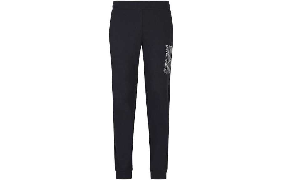 EMPORIO ARMANI EA7 Knitted Sweatpants Men's Navy Blue Moderate Cuffed Pants