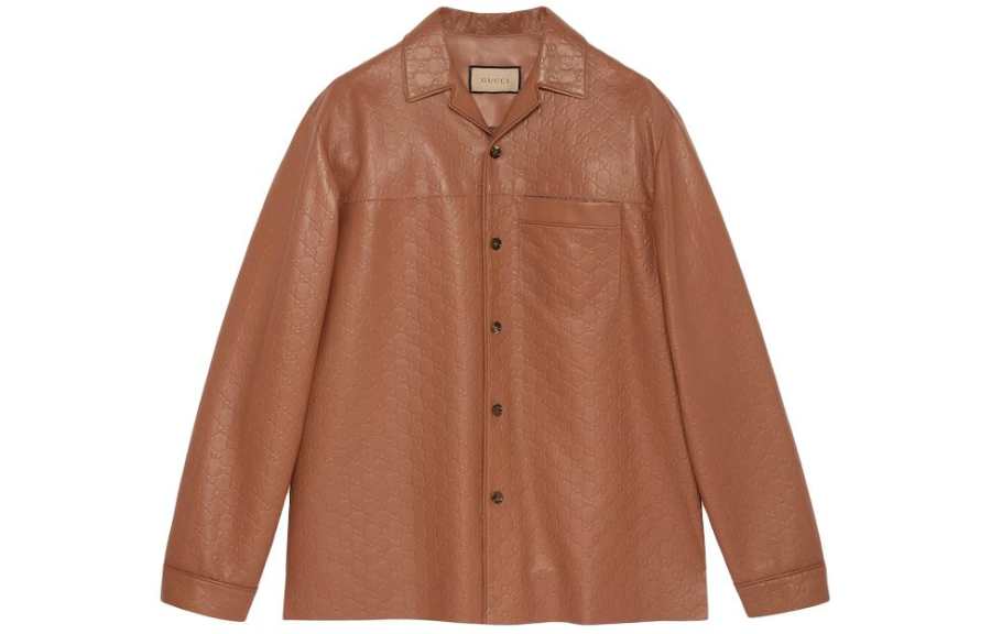 GUCCI GUCCI Leather Jacket Men's Brown