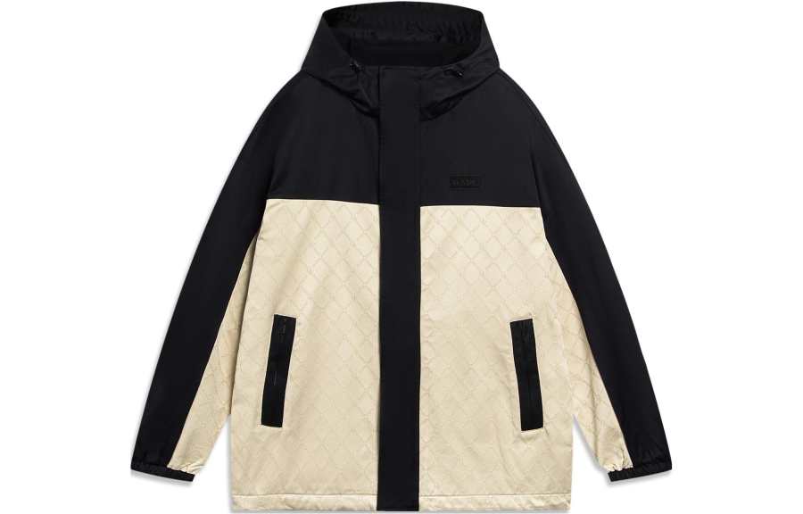 Li-Ning Li Ning Wade Collection Trench Coat Men's Light Milk Umber Jacquard All Over Print Black