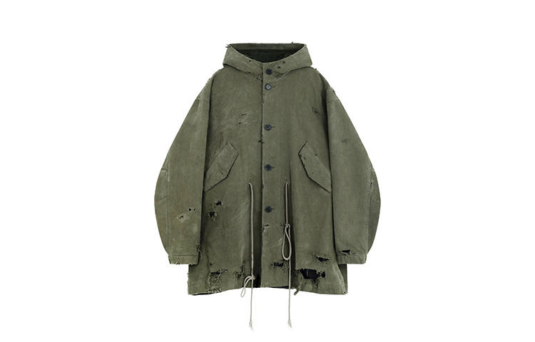 WE11DONE Parka Coats Unisex Khaki Hooded Moderate