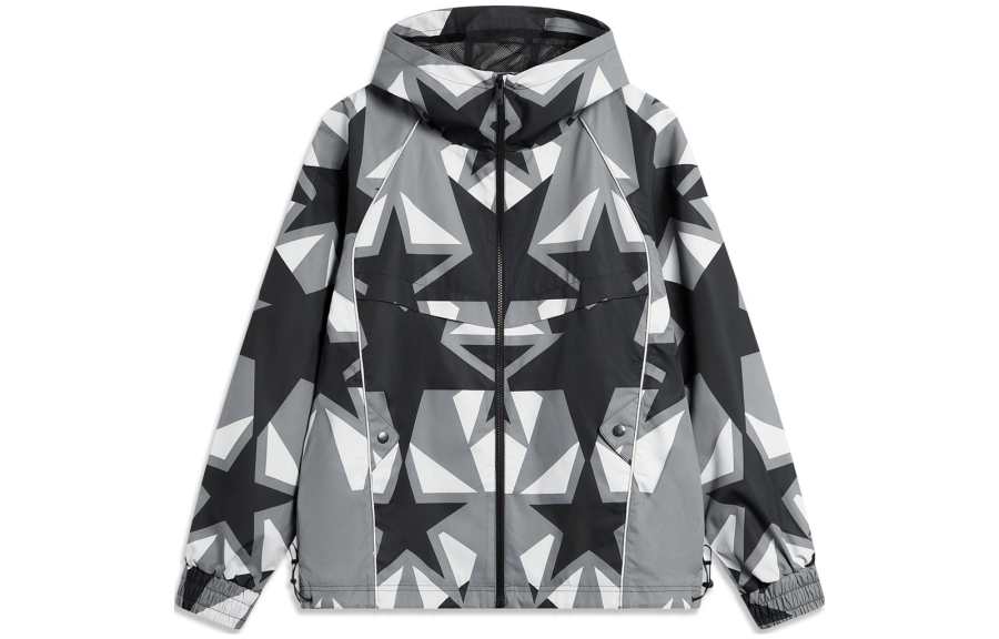 Li-Ning Li Ning Trench Coat Men's Black Gray All Over Print