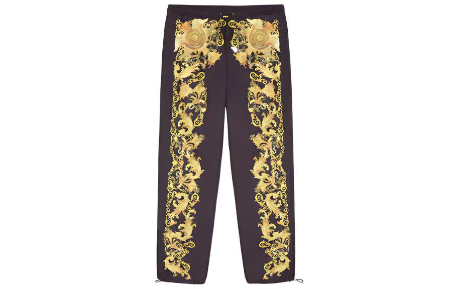 VERSACE JEANS COUTURE Knitted Sweatpants Men's Black Moderate Wide Leg Pants