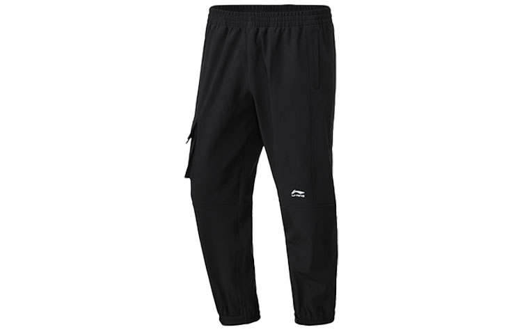 Li-Ning Li Ning Sports Fashion Collection Fleece Lined Thermal Solid Color Elastic Cuff Sweatpants Men's Black