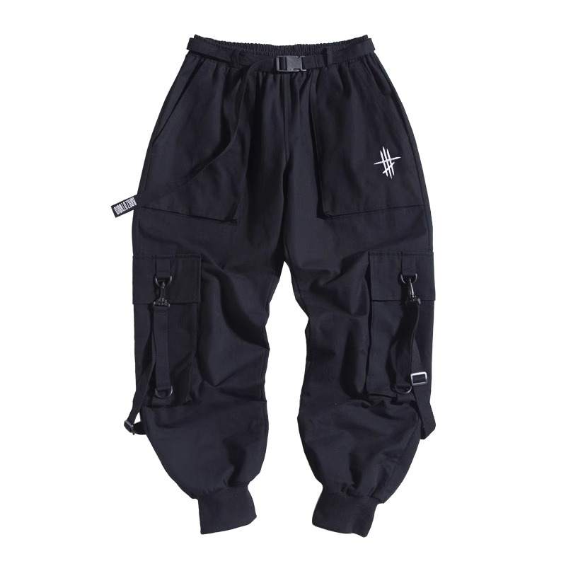 AOGZ Cargo Pants Unisex Black Moderate