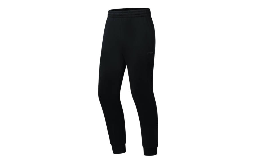 Li-Ning Li Ning Fitness Series Fleece Lined Thermal Solid Color Elastic Cuff Knitted Sweatpants Men's Black