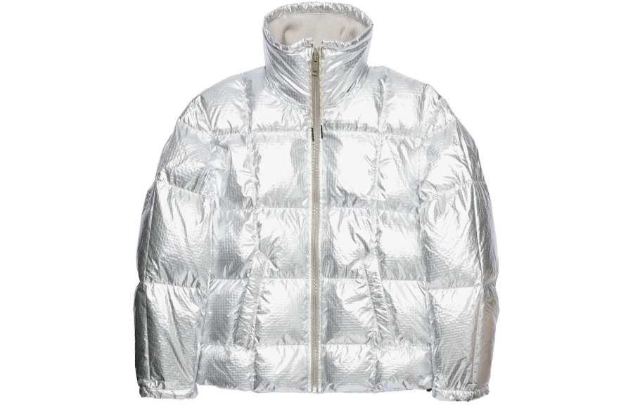 DIESEL DIESEL Down Jackets Unisex Silver Stand Collar Moderate