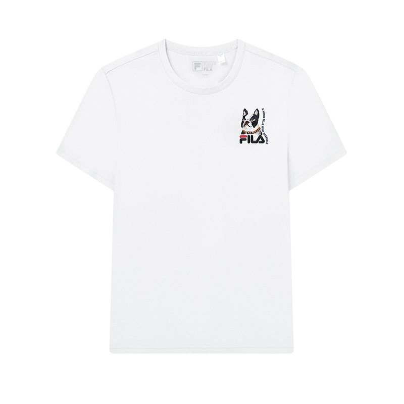 FILA T Shirts Men's White Crew Neck Moderate Straight Fit