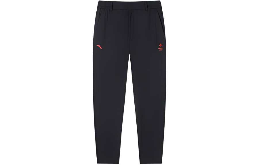 ANTA Knitted Sweatpants Men's Black Moderate Straight Fit Pants
