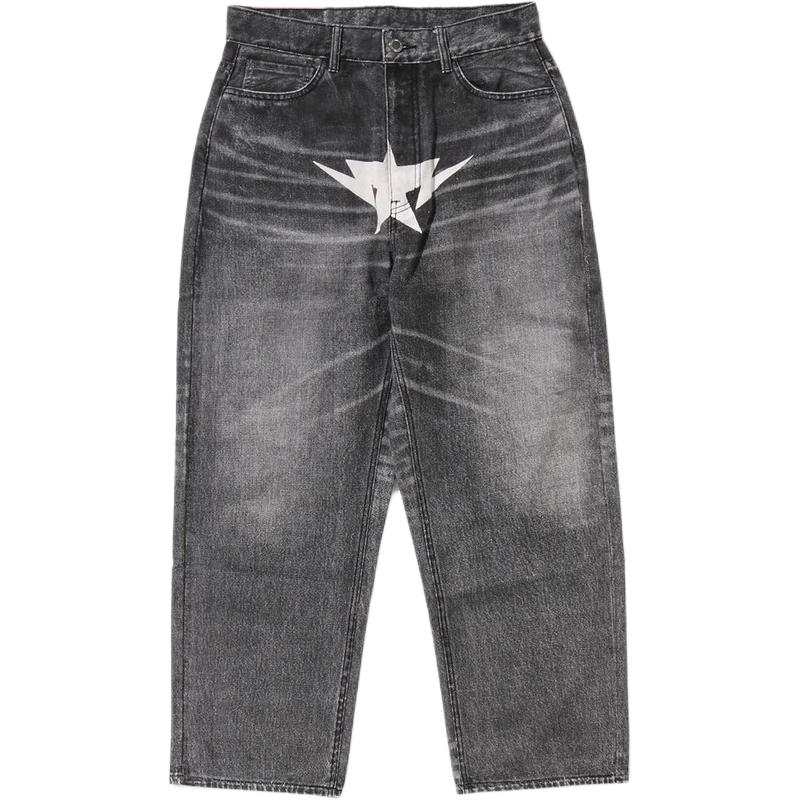 A BATHING APE Bape Fake Print Sta Loose Fit Denim Pants