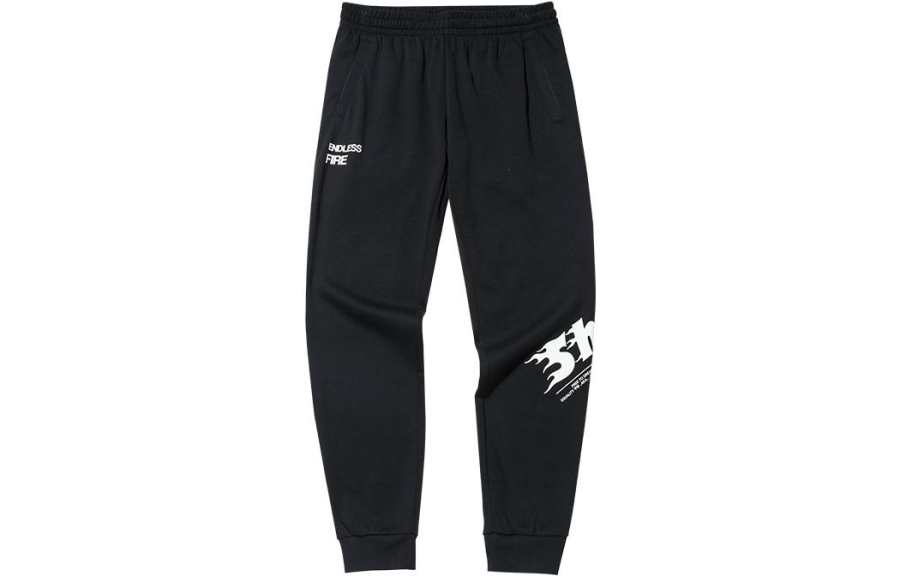 ANTA Basketball Collection Knitted Sweatpants Men's Black Moderate Cuffed Pants