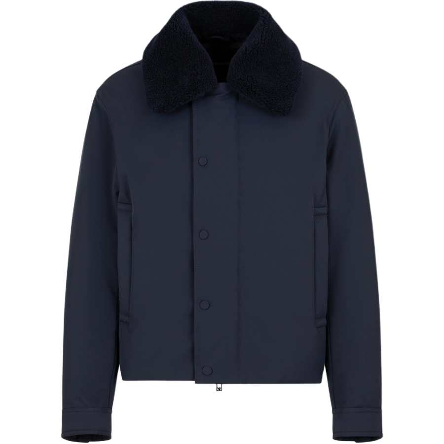 EMPORIO ARMANI Nylon Twill Jacket With Shearling effect Collar