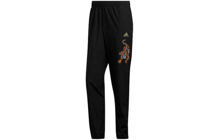 Adidas Adidas CNY Collection Knitted Sweatpants Men's Black Moderate Cuffed Pants