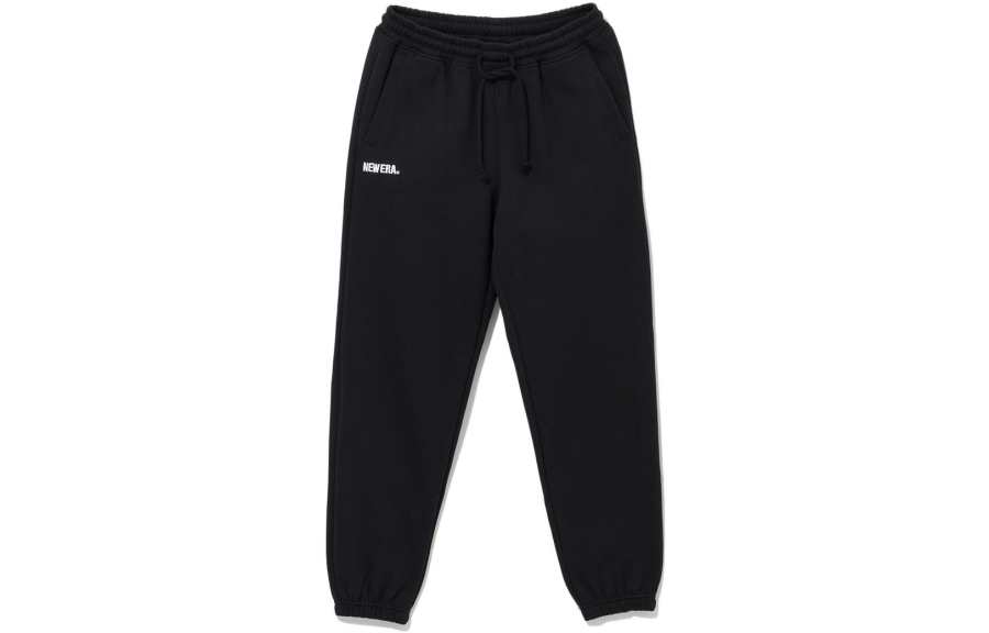 New Era FW22 Solid Color Pocket Elastic Lace Up Fleece Lined Sweatpants Men's Black