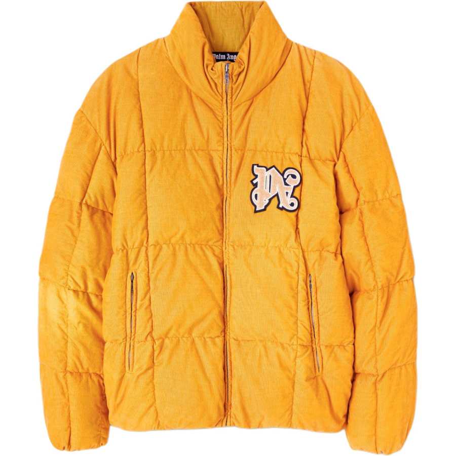PALM ANGELS Palm Angels logo-patch corduroy down jacket