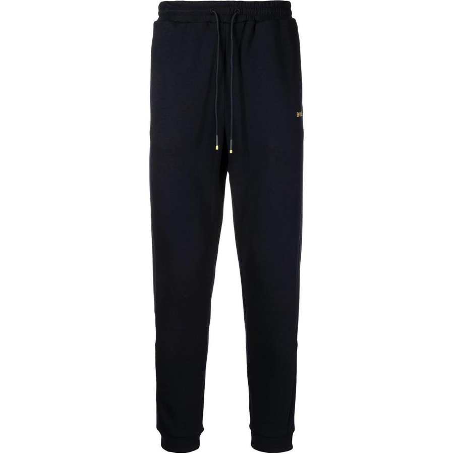 HUGO BOSS Knitted Sweatpants Men's Navy Blue Moderate Cuffed Pants