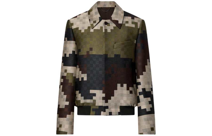 LOUIS VUITTON LOUIS VUITTON Silk Blend Tailored Damier Damoflage Blouson