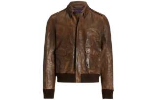 Ralph Lauren Purple Label Ridley Leather Bomber Jacket Jackets & Coats Men's Brown