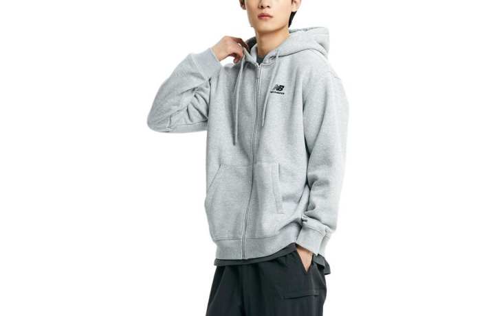 New Balance New Balance Uni Essence Brushed Hood Zipper Jackets & Coats Men's Light Grey