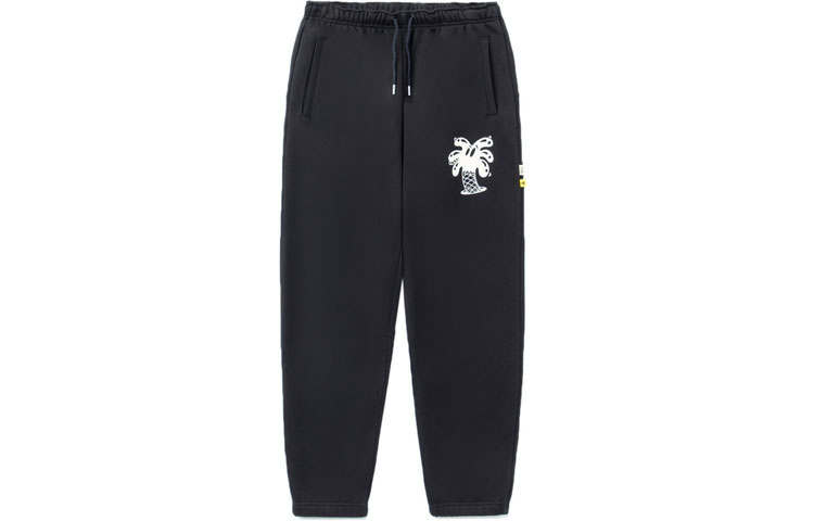 Li-Ning Li Ning x Steven Harrington Skateboard Cartoon Print Fleece Lined Thermal Sweatpants Men's Black