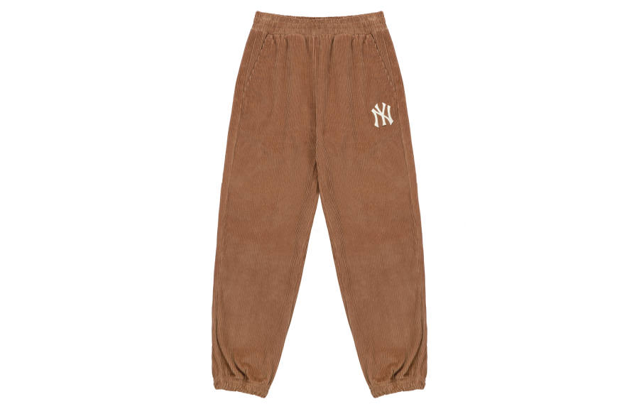 MLB New York Yankees Knitted Sweatpants Unisex Brown Moderate Cuffed Pants