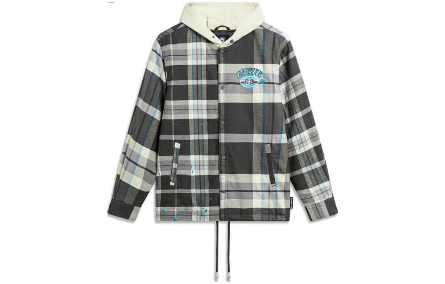 Li-Ning Li Ning BADFIVE Puffer Jacket Men's Gray Green Plaid