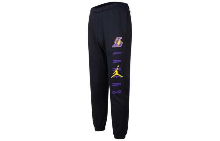 Jordan Jordan NBA Courtside Statement Edition Los Angeles Lakers Elastic Cuff Fleece Lined Knitted Sweatpants Men's Black