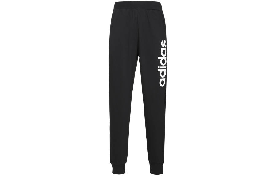 Adidas Neo Logo Print Fleece Lined Thermal Elastic Cuff Knitted Sweatpants Men's Black