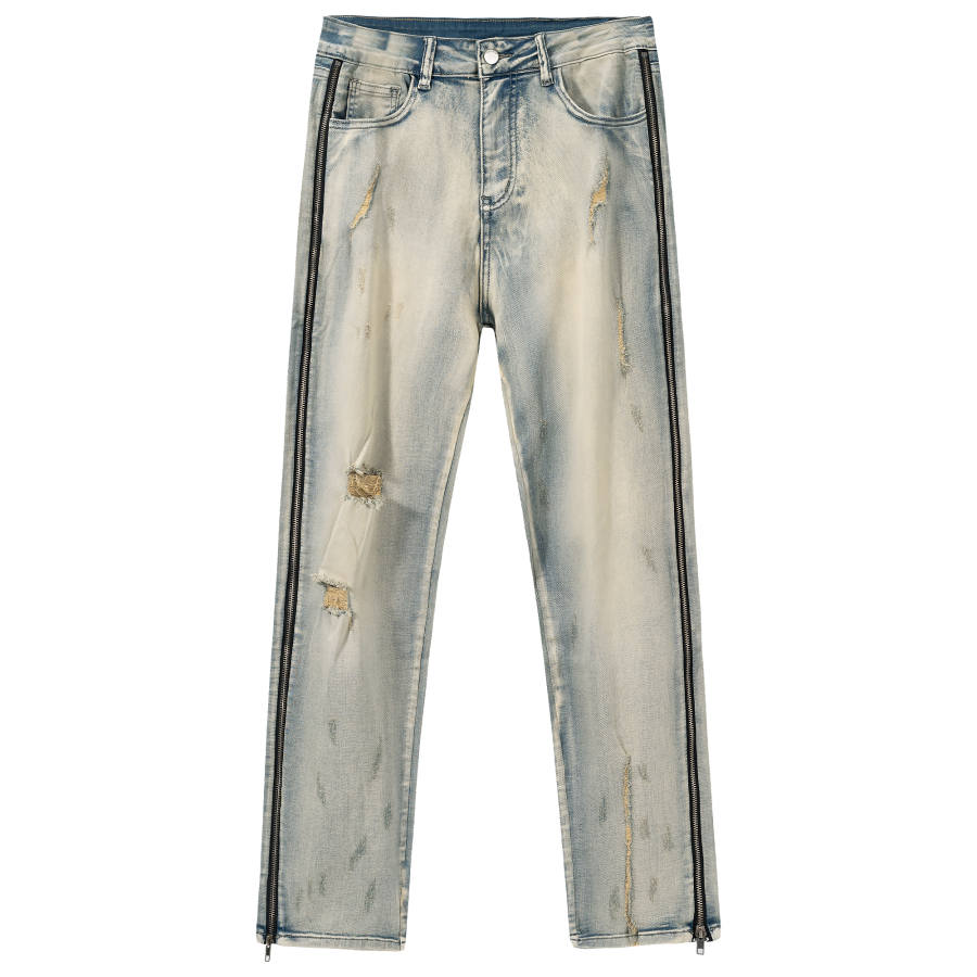 XINYINSU Jeans Unisex Blue Moderate Ripped Pants