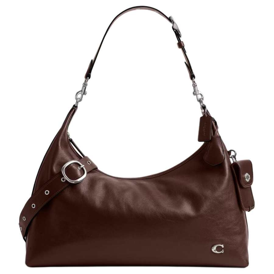 COACH PocketJuliet Leather Shoulder Bag Large Women's Brown
