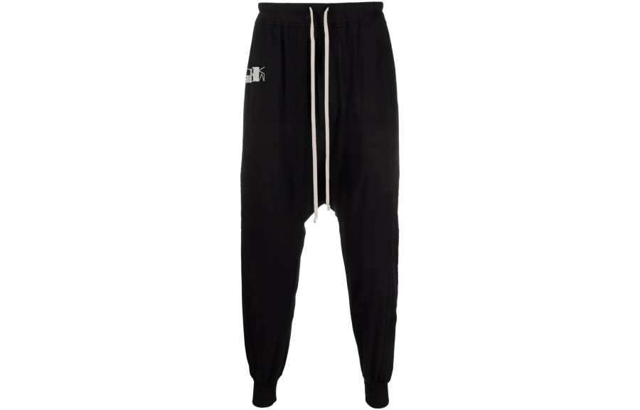 Rick Owens Drkshdw logo-print drop-crotch trousers
